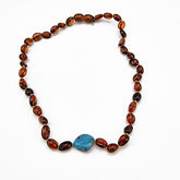 "KIDDO" Dark Cognac Amber Small Nugget Baby Necklace